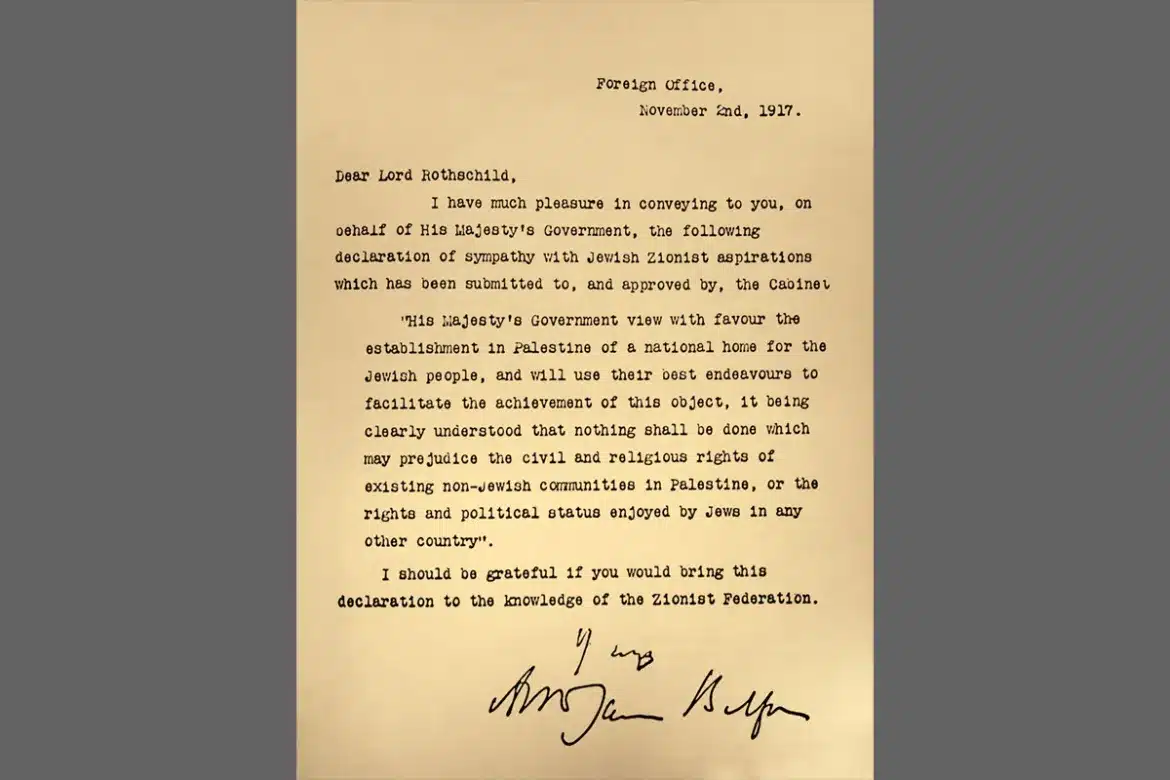 What If Israel Had Not Been Created in Palestine? Image of Balfour Declaration