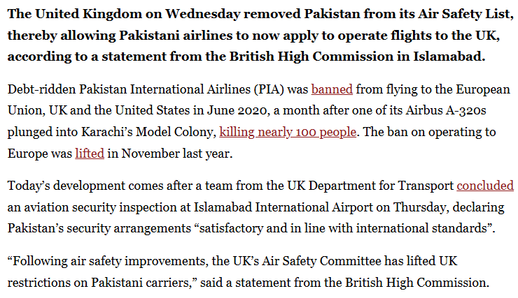 Sky Bridges Restored: Pakistani Airlines are Back to UK Routes Ban on PIA Lifted