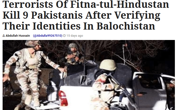 Interior Minister Vows to Eradicate Fitna‑ul‑Hindustan Terrorists from Balochistan Terrorists Of Fitna-tul-Hindustan Kill 9 Pakistanis