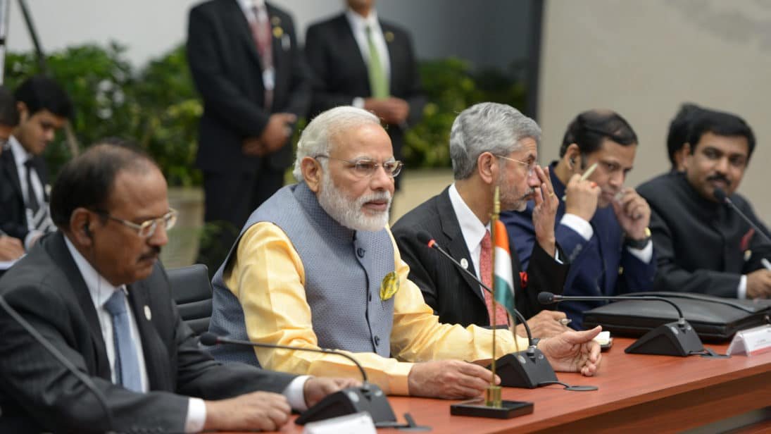 Modi with Doval and Jay Modi, Jay Shankar, and Doval