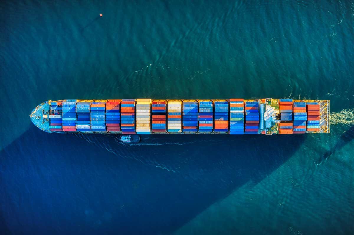 Naval Role in Trade and Resource Security A ship is transporting the containers