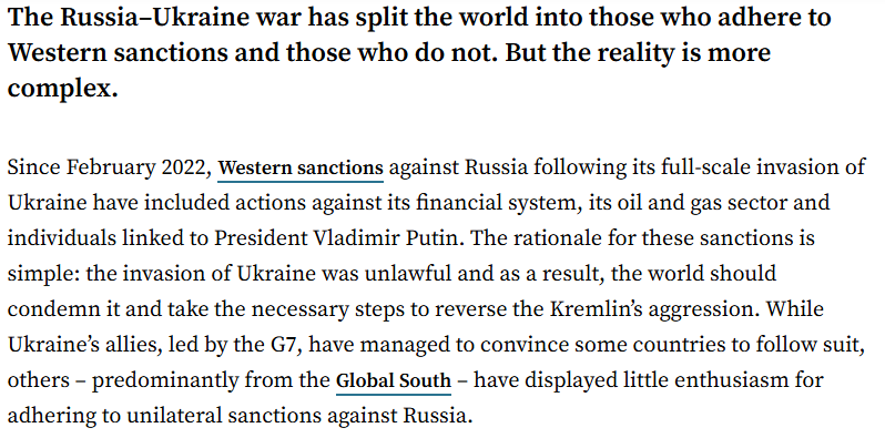 News Article | Western Sanctions on Russia and the Global South’s Stance