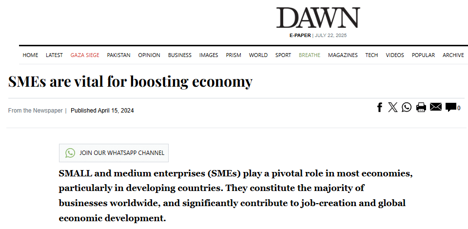 Small and Medium Enterprises (SMEs): Driving Growth and Job Creation SMEs Vital for Boosting Economy