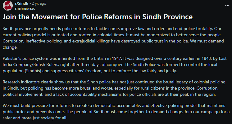 Police Reforms and Capacity Building: A Stalled Agenda Against Crime Movement for Police Reforms in Sindh Province