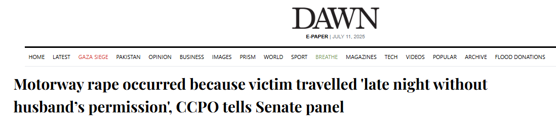 Victim travelled 'late night without husbands permission - news report