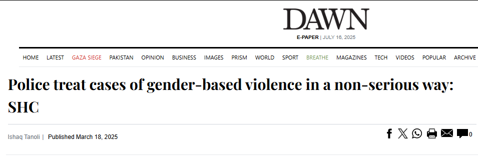News Article | Police’s Inefficiency, dealing with Gender Based Violence Cases
