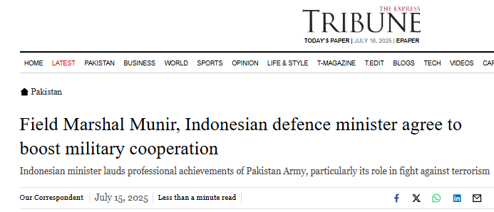 From Defence to Diplomacy: Pakistan & Indonesia Enhance Bilateral Ties News Article | Meeting between COAS & Indonesian Defense Minister