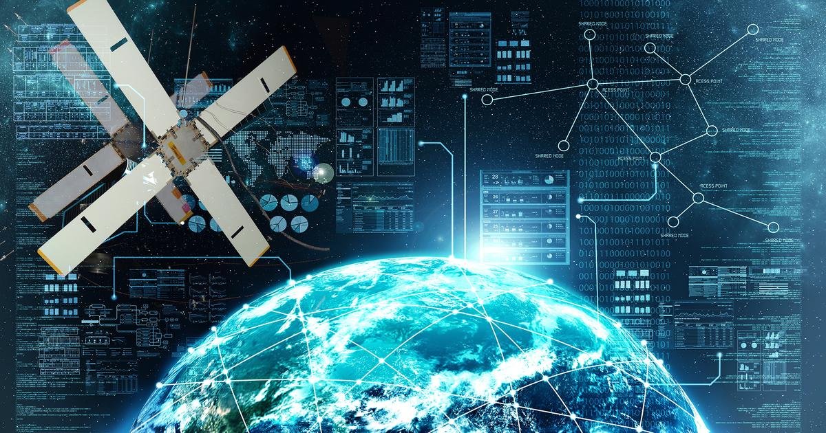 information and data transmittion Satellite orbiting and transmitting data