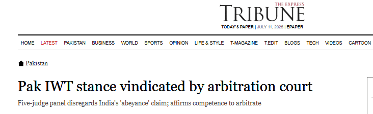 Pahalgam Attack and Indus Water Treaty Fallout- Legal and Political Implications pakistan iwt stance vindicated by arbitation - Tribune