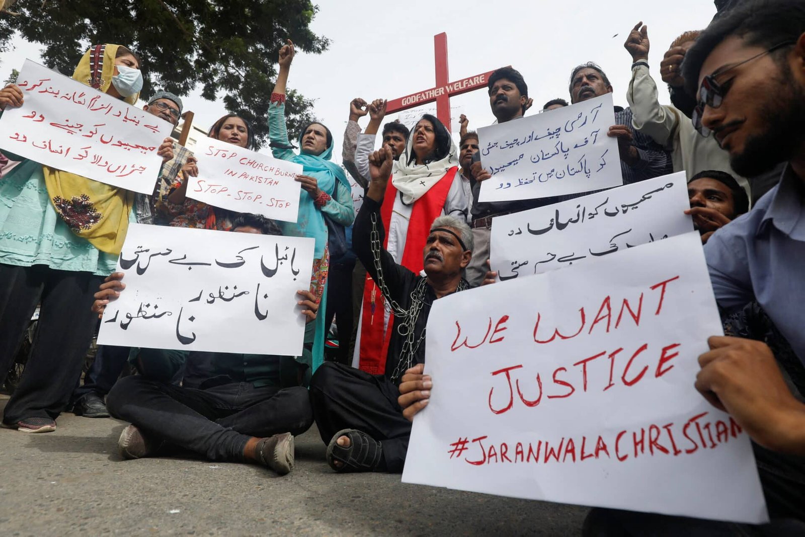 people protesting Christian Community Protesting against Exploitative Blasphemy Laws