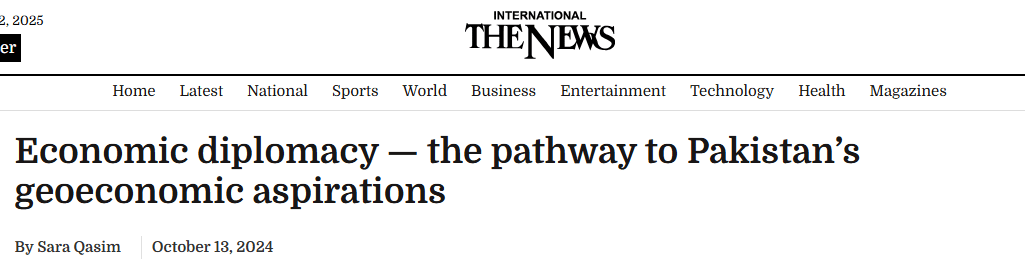 Foreign Policy as an Economic Driver: Stabilizing Relations for National Prosperity News Article reiterating need for Economic Diplomacy