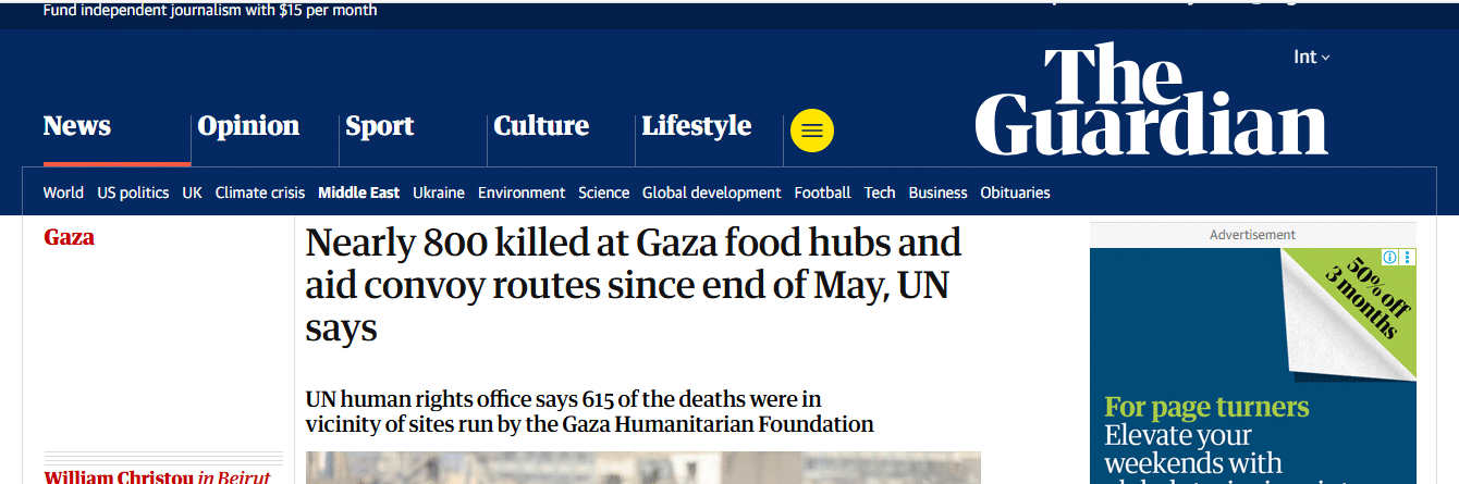 Israel’s Genocidal Violence: Starvation and Massacres in Palestine The Guardian News: on 800 killed at gaza food hubs
