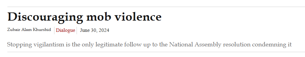 Blasphemy Accusations in Pakistan: A Cycle of Violence and Unpunished Crimes News Article | Discouraging Mob Violence