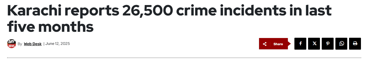 Urban Crime Wave: Analyzing the Surge in Street Crime in Major Cities News Article | Karachi Reports 26500 Cases of Street Crime