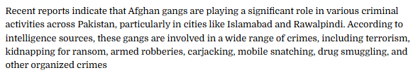 Urban Crime Wave: Analyzing the Surge in Street Crime in Major Cities News Article | Role of Afghan Gangs in Street Crimes