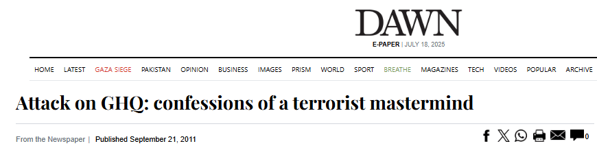 Safe Havens in Afghanistan: FAK’s Escalating Cross-Border Threat to Pakistan News Article | 2009 Attack on GHQ