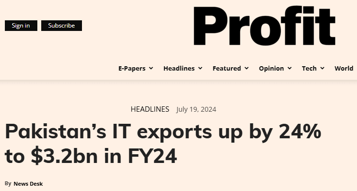 Digital Economy and IT Exports: The New Frontier for Pakistan's Trade Balance News Article | Pakistan’s IT exports increased by 24% in FY24