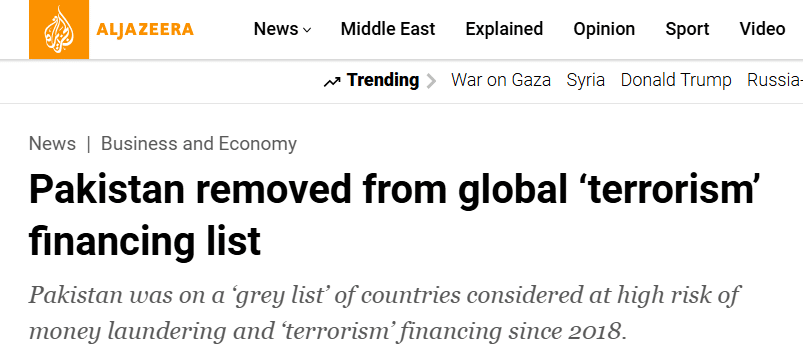 The Financial Frontline: Pakistan's Ongoing War against Terror-Financing News Article | Pakistan removed from FATF