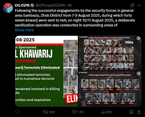 Pakistan Security Forces Eliminate 50 Indian-Sponsored Militants in Balochistan 47 khawarji were sent to hell