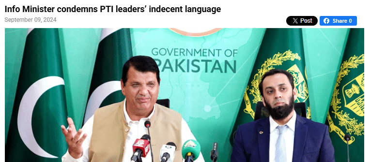 Info Minister condemns PTI leaders’ indecent language