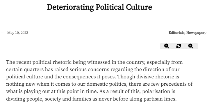 The Political Discourse Deteriorates | Personal Attacks Replace Policy Debates News Article | Deteriorating Political Culture