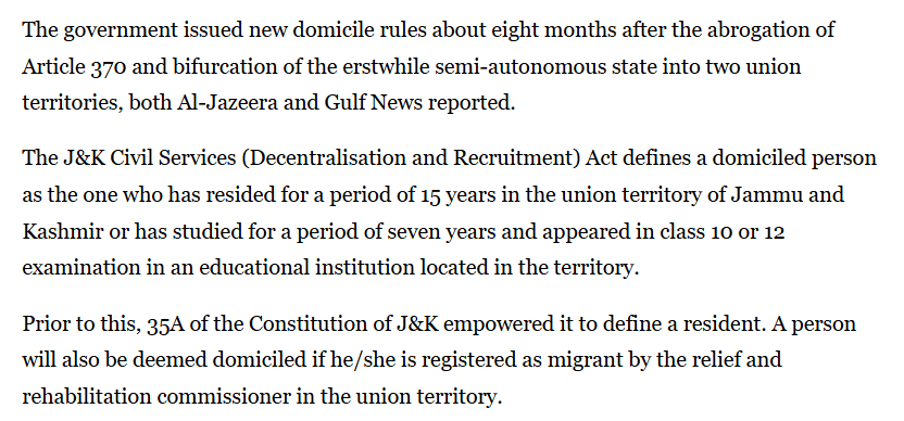 From Autonomy to Central Control | Revocation of Article 370, and 35A India issues new domicile law for held Kashmir