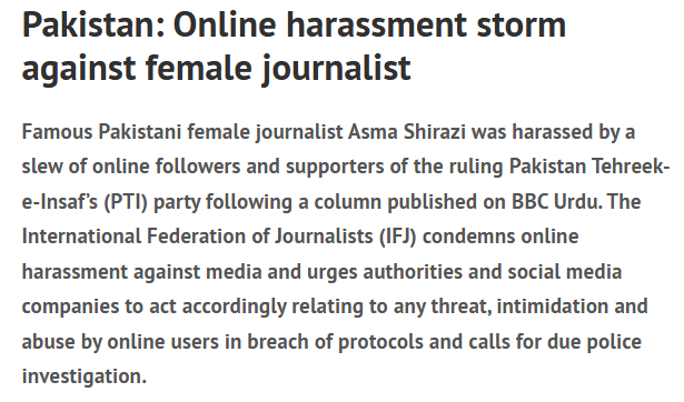 The Political Discourse Deteriorates | Personal Attacks Replace Policy Debates News Article | Pakistan: Online harassment storm against female journalist