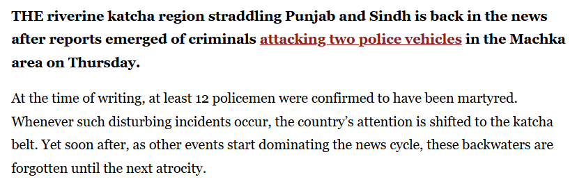 From Bandits to Bombers: How Dacoits Fuel Insurgency in Pakistan Katcha ambush