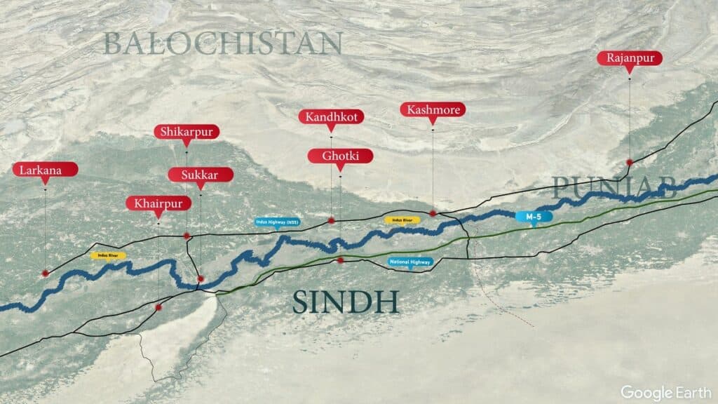 From Bandits to Bombers: How Dacoits Fuel Insurgency in Pakistan Map of Dacoits' presence along Sindh-Punjab