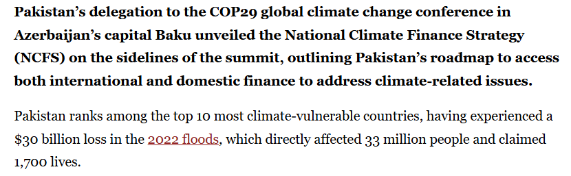 Climate Change as a National Security Multiplier in Pakistan News Article | Pakistan unveils National Climate Finance Strategy
