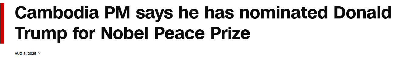Global Peace Agreements under Trump 2.0 Cambodia PM says he has nominated Donald Trump for Nobel Peace Prize
