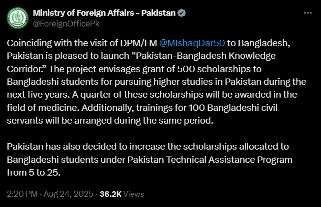 Pakistan, Bangladesh Restarted Cooperation in 6 Areas Pakistan-Bangladesh Cooperation to Increase