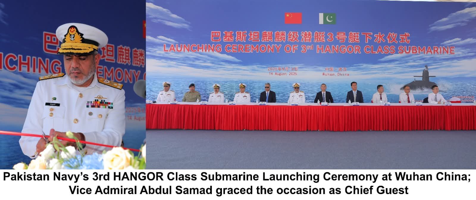 Pakistan Navy and Chinese Officials at the Launching Ceremony of 3rd Hangor Class Submarine