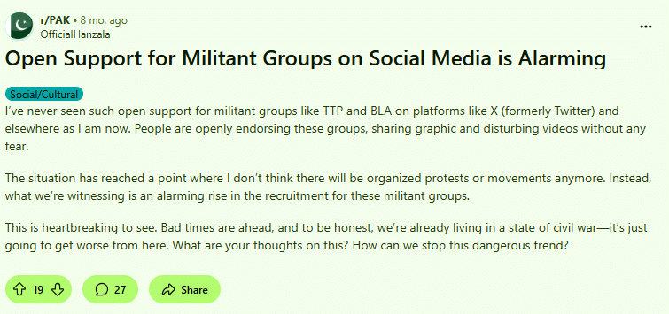 Youth Radicalization in the Digital Age: From Online Propaganda to Real-World Threats in Pakistan Open Support for Militant Groups on Social Media is Alarming