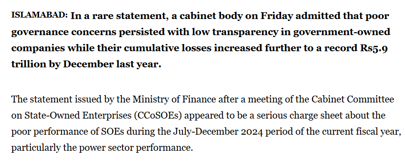Governance of State-Owned Enterprises (SOEs): Policy for Privatization, Restructuring, and Efficiency News Article | Govt admits poor SOE governance