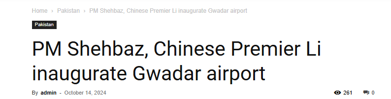News about inauguration of Gwadar port