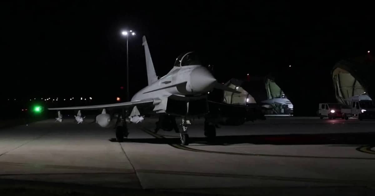 RAF Typhoon Jets Conduct Precision Strike on IS Underground Arms Cache in Syria RAF Typhoon Jets Conduct Precision Strike on IS Underground Arms Cache in Syria