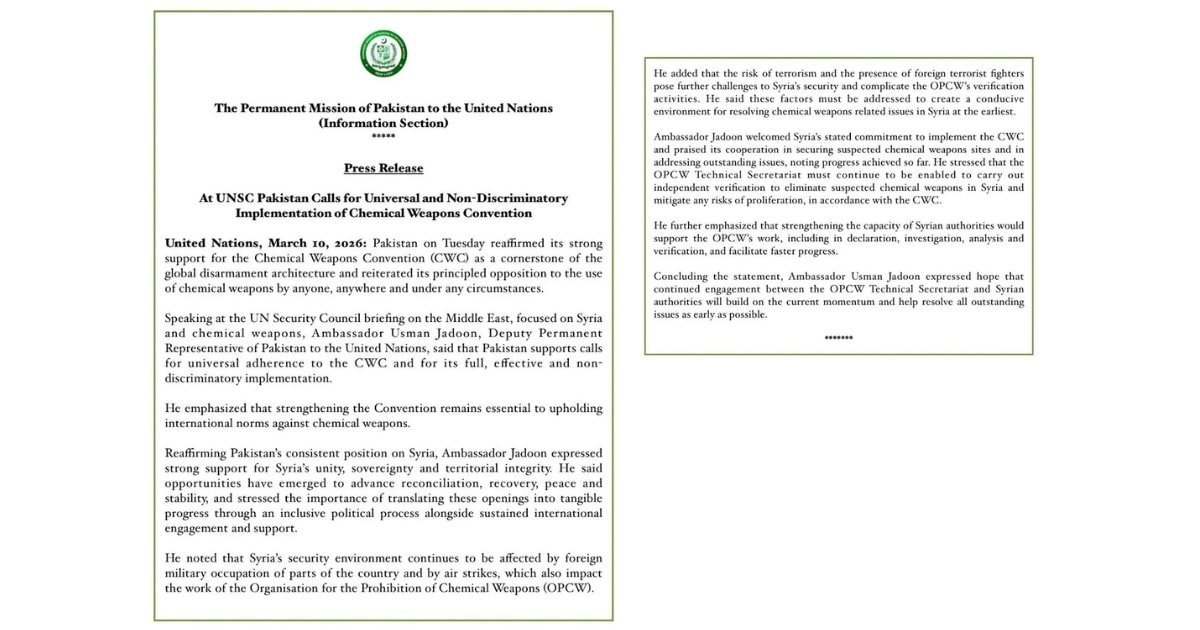 Pakistan Calls for End to Foreign Military Occupation in Syria and Non-Discriminatory Implementation Pakistan Calls for End to Foreign Military Occupation in Syria and Non-Discriminatory Implementation