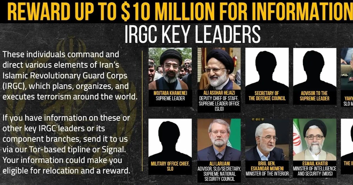 US Offers $10 Million Reward for Iranian Supreme Leader, Mojtaba Khamenei, and Top IRGC Command US Offers $10 Million Reward for Iranian Supreme Leader, Mojtaba Khamenei, and Top IRGC Command
