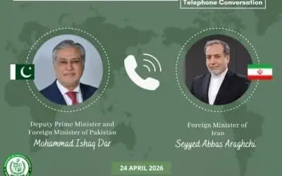 TODAYSTANCE DPM Ishaq Dar held a Telephonic Conversation with Iranian Foreign Minister Abbas Araghchi