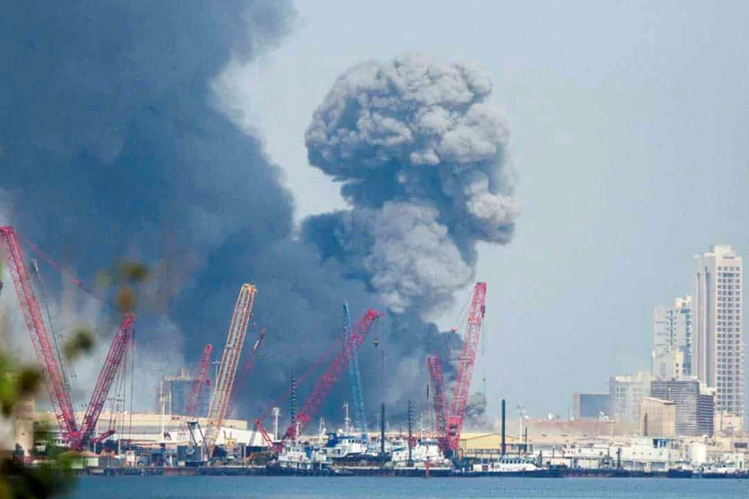 Smoke rises in the sky after blasts were heard in Bahrain Fears of a Multi-Front Air and Sea War as Yemen’s Truce Shatters