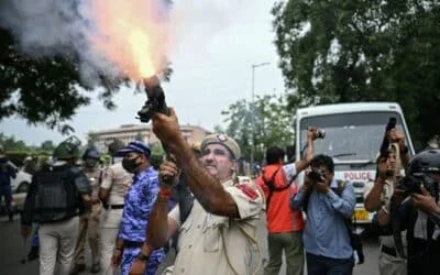 Indian Police Baton Charge Cockroach Janta Party Protesters